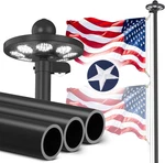 11 Gauge Heavy Duty Flagpole Kit With 136 Led Solar Light, 25FT Extra Thick. Fixed Price $258.27.