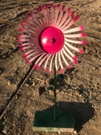 22" Recycled All Metal Tone Light Pink And Flower Garden Stake Yard Art. Fixed Price $7.85.