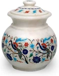 Royal Marble Urn Pot With Lid White Flower Vase Stone Indoor Planter. Fixed Price $350.55.