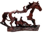 Horse And Cowboy Spring Round Up Faux Wood Carving Statue Zeckos Shelf Decor. Fixed Price $34.95.