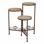 Brown Wrought Iron Rustic Triple Wooden Planter Stand Indoor Outdoor Decor. Fixed Price $57.78.