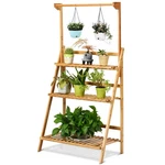 Topbuy 3 Tier Bamboo Folding Plant Shelf Stand Flower Pot Display Rack Bookcase. Fixed Price $53.99.