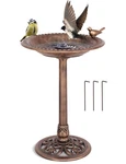 Happaws Pedestal Bird 30 Inch Tall Baths For Outdoors, Antique Gold.... Fixed Price $45.49.