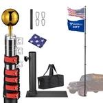 Yescom Ez Go Telescopic Flag Pole Kit With Tire Mount Base Outdoor Camping. Fixed Price $149.90.