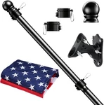 Ft Pole Kit With 3X5 American Flag, Tangle Free Spinning Weather. Fixed Price $25.99.
