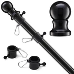 Flag Pole For Outside House, Black Garden With Rings, Hea.... Fixed Price $25.71.