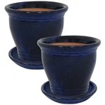 11 Round Studio Planters With Saucers - Imperial Blue By Sunnydaze. Fixed Price $169.00.