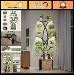 Indoor Plant Stand With Grow Lights 8-TIER Shelf, Storage Drawer, 65" Tall, Me. Fixed Price $148.99.
