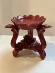 Vintage Red Decorative Metal Stand Asian Style Carved Display Plant Vase Holder. Fixed Price $25.00.