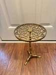 Vintage Filigree Design Brass Plant Stand, 3 Footed 15 High X 9.5. Fixed Price $115.00.
