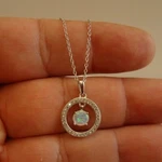 Open Round Circle Necklace Pendant W/lab Diamonds & Opal 925 Sterling Silver. Fixed Price $57.11.