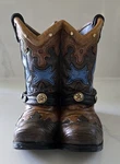 Gerson Company Resin Cowboy Boots Planter 5.25 Brown Blue New With Tag. Fixed Price $28.60.