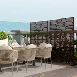 Freestanding Metal Privacy Screen Striped Patio Divider W/ For Deck Garden. Fixed Price $125.39.