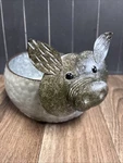 Tin Metal Pig Planter Holder Rustic Country Farmhouse Decor Quirky J1. Fixed Price $25.00.