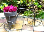 Rustic Metal Tricycle Planter Holder W Pot Vtg Style Bicycle Garden & Indoor. Fixed Price $38.00.