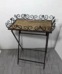 Vintage Victorian Folding Metal & Wood Butler Tray Table Gallery Plant Stand. Fixed Price $153.00.
