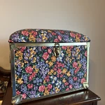 12X10X14 Vintage Fabric/wood Chest, Sewing Trunk, Foot Stool By Deco Co.. Fixed Price $35.00.