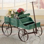 Rustic Green Wooden Wagon Garden Planter Indoor Outdoor Patio Yard Home Decor. Fixed Price $42.98.