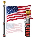 Yescom Ez Go 20FT Telescopic Flagpole 3X5 American Ball Top Outdoor Black. Fixed Price $99.90.