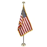 8' American Flag Indoor Set Wood Pole Complete Presentation Usa. Fixed Price $198.00.