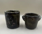 Pair Of Studio Art Pottery Rustic Copper Lustre Glaze Succulent Planters. Fixed Price $12.50.