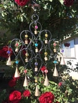 Iron Drop Windchime Bells Bead Recycled Metal Rustic Garden Decor Indoor. Fixed Price $41.30.