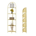 Foldable 5 Tier Corner Shelf, Metal Plant Stand With Gold Frame Go.... Fixed Price $92.01.