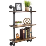 Excello Global Products 3-TIER Rustic Wooden Wall Floating Shelf Display 24"X36". Fixed Price $79.15.