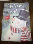 Carson Winter Garden Flag Welcome Friends Snowman Cardinal 17.5 X12. Fixed Price $5.59.