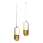 Kate And Laurel Nobrey Modern Hanging Planters, Set Of 2, Gold, Metal. Fixed Price $122.99.