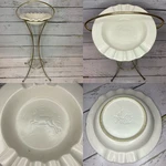 Vintage Art Deco Hull Usa Leaping Deer White Ashtray Floor Cigar Stand Holder. Fixed Price $99.97.