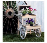 Alpine Wooden 2-TIER Plant Display Stand W/chalkboard & Wheels 34 Tall Asmbld. Fixed Price $84.99.