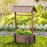 Wooden Wishing Well Raised Garden Bed, Outdoor Flower Planter, Rustic Brown. Fixed Price $105.99.