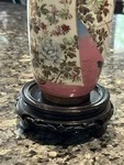 Oriental/asian Vase Wooden Carved Display Stand Dark Stained. Fixed Price $11.99.