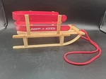 Teleflora Gift Radio Flyer Wooden Mini Sled Floral Decoration Red Pull Cord 2004. Fixed Price $19.99.