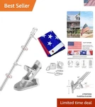 Tangle-free Wall Mount Flag Pole Kit With 3X5 American Silver Finish. Fixed Price $39.99.