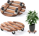 Pack Plant Caddy With Wheels, Rolling 12"+12", Carbon Wood. Fixed Price $31.21.