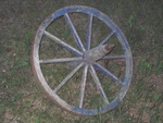 Antique Primitive Country Farm Home Art Garden Yard Wood Cast Iron Wheel Barrel. Fixed Price $360.00.