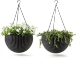 Keter Resin Rattan Set Of 2 Round Hanging Planter Baskets For Indoor And Outdoor. Fixed Price $90.99.