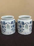 Pair Of Colonial Williamsburg Delft Holland Bird Feeders. Fixed Price $150.00.
