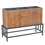 Triple Wood Planter Boxes Black Iron Stand Modern Rustic Charm 36L 13W 28H". Fixed Price $296.90.