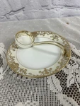 Antique Noritake Christmas Ball 16034 Green Wreath Mayonnaise Spoon & Saucer. Fixed Price $50.00.