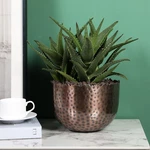 Hammered Design Copper Tone Metal Indoor Planter Pot Bowl - Handcrafted India. Fixed Price $32.99.