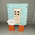 Punta Cana Clay Art Pottery House Planter Square Blue Orange White Indoor. Fixed Price $13.34.