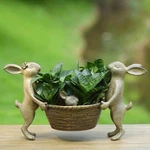Spi Cast Aluminum Outdoor Decor Rabbit Family Plant Holder Nib. Fixed Price $84.99.