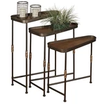 Brownyn Metal & Wood Nesting Tables Dark Bronze 28", 30.5" 36" Tall Set Of. Fixed Price $229.00.