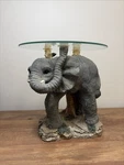 Ceramic Elephant Glass Top Table Plant Stand 12". Fixed Price $65.00.