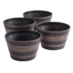 Realistic Wood-look Barrel Planters, Set Of 4 Lightweight Durable Plastic. Fixed Price $59.99.
