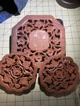 Vintage Set Of 3 Trivets/coaster/plant Stand Sheesham Wood Hand Carved India. Fixed Price $10.00.