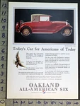1927 Oakland Cabriolet Six Sedan Coupe Fisher Body Pontiac Auto Car Ad FC6026. Fixed Price $24.95.